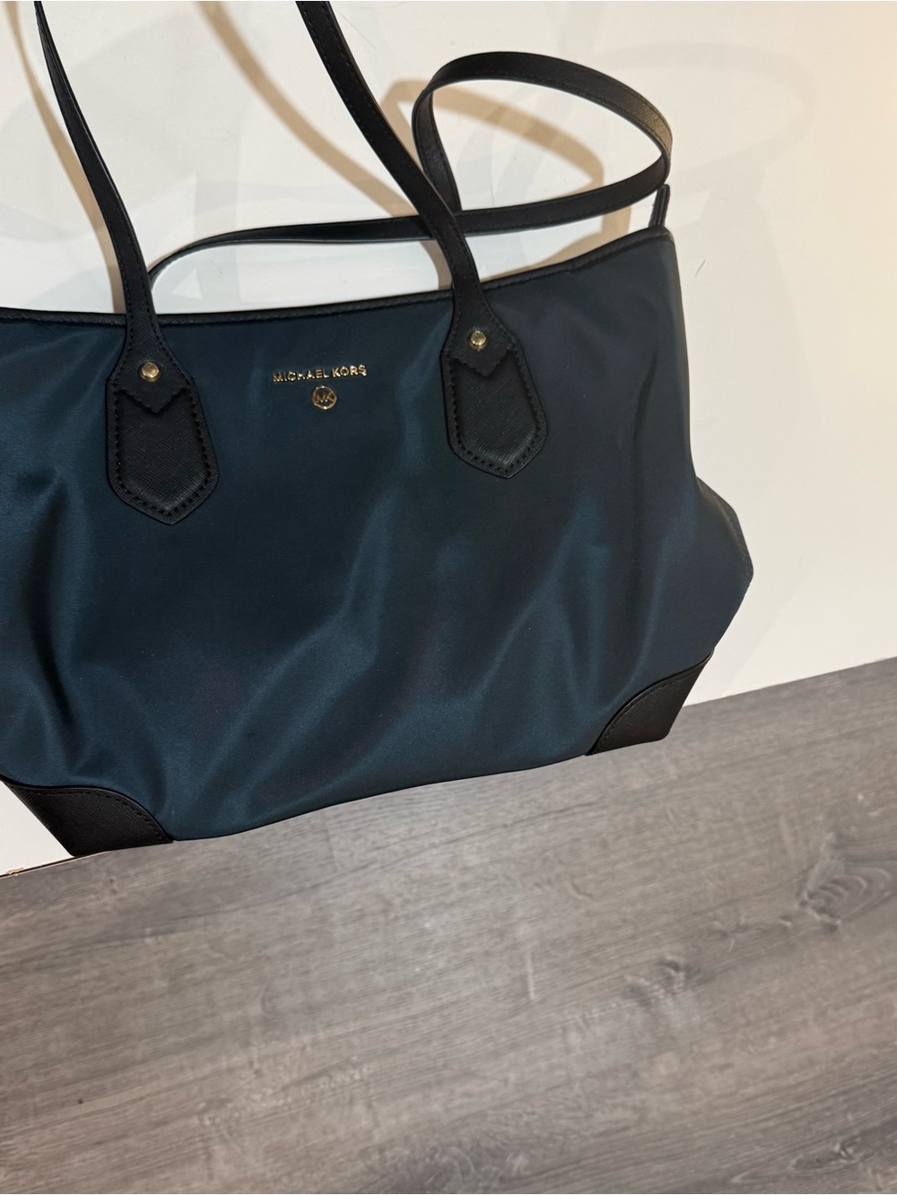 Michael Kors Navy and Black Tote with Gold Accents